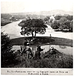 Panoramablick auf den Bois de Boulogne, aufgenommen vom Wasserfall, ca. 1860-70
